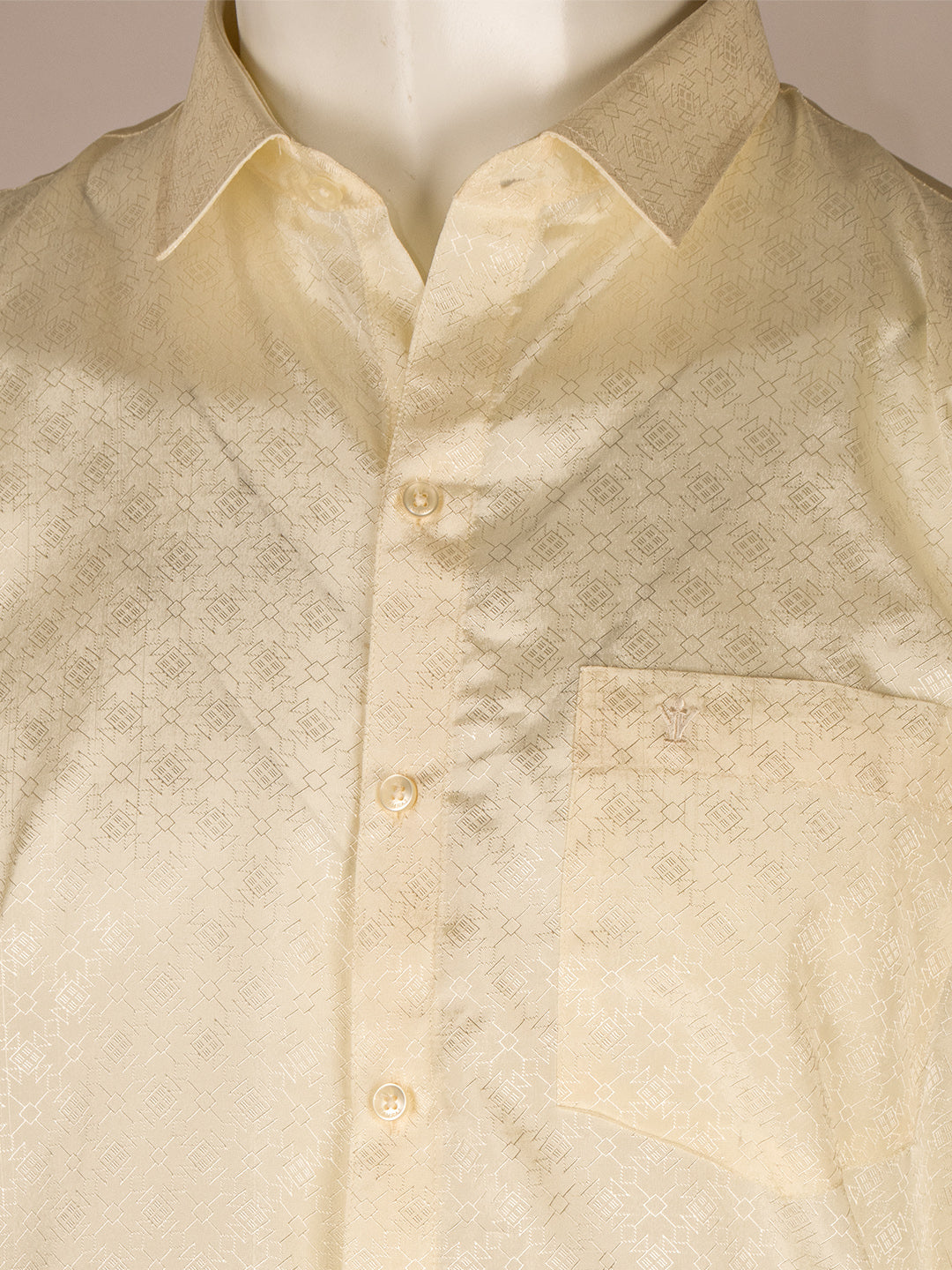 Men Art Silk Cream Self Design Shirt & Dhoti Towel Set Parinayam Grand CRJD4
