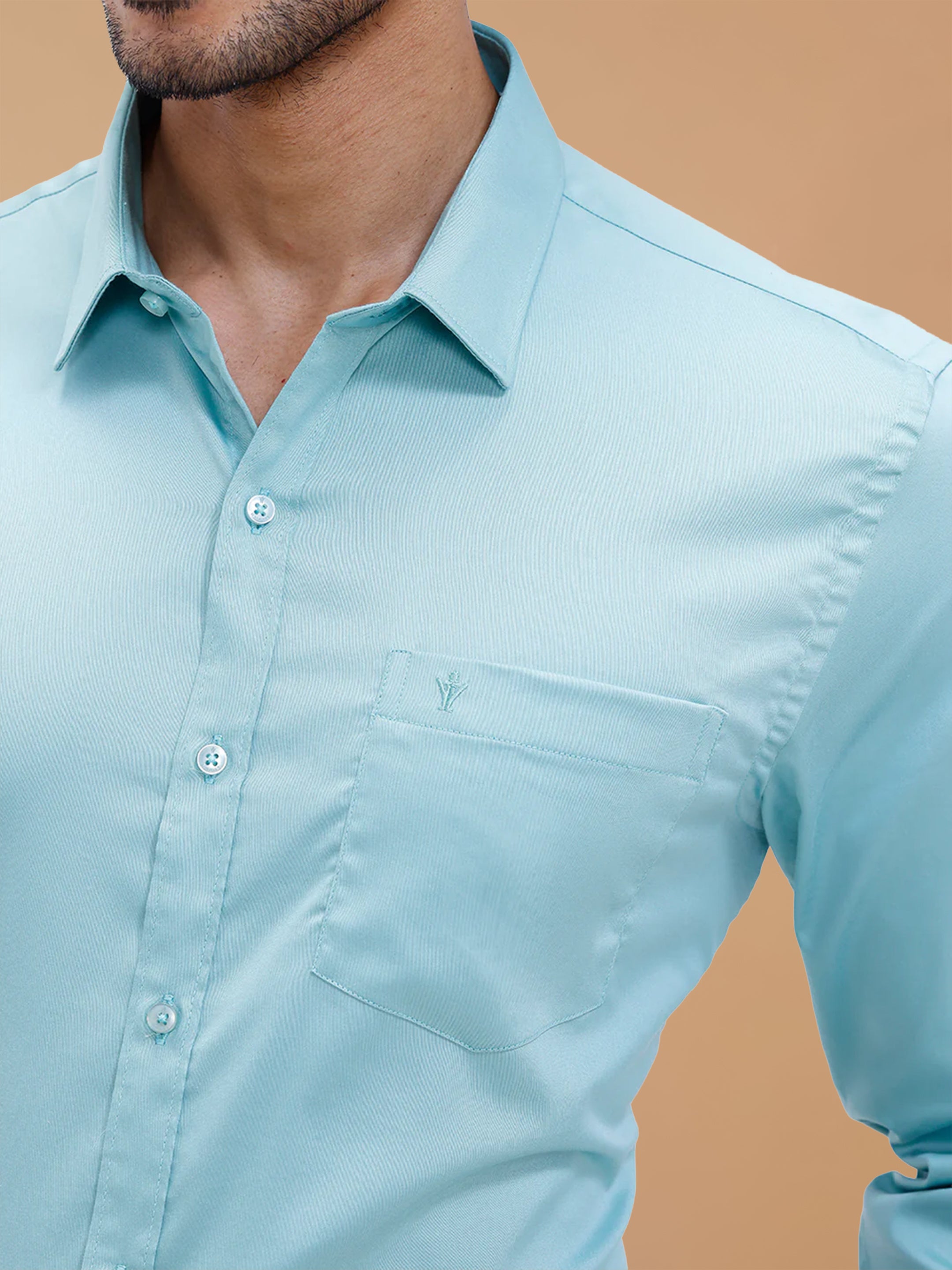 Cotton Rich Shadow Green Regular Fit Shirt T53 ACT4