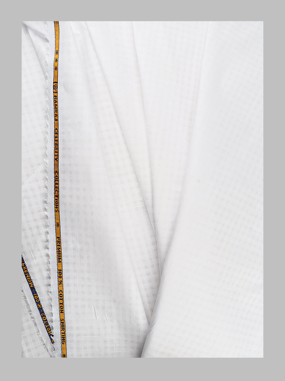 Men 100%Cotton Self Design Shirting Celebrity White C01