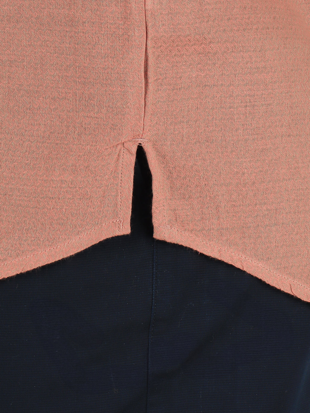 Men Cotton Short Length Self Design Pocket Kurta Peach Saffron RJ43