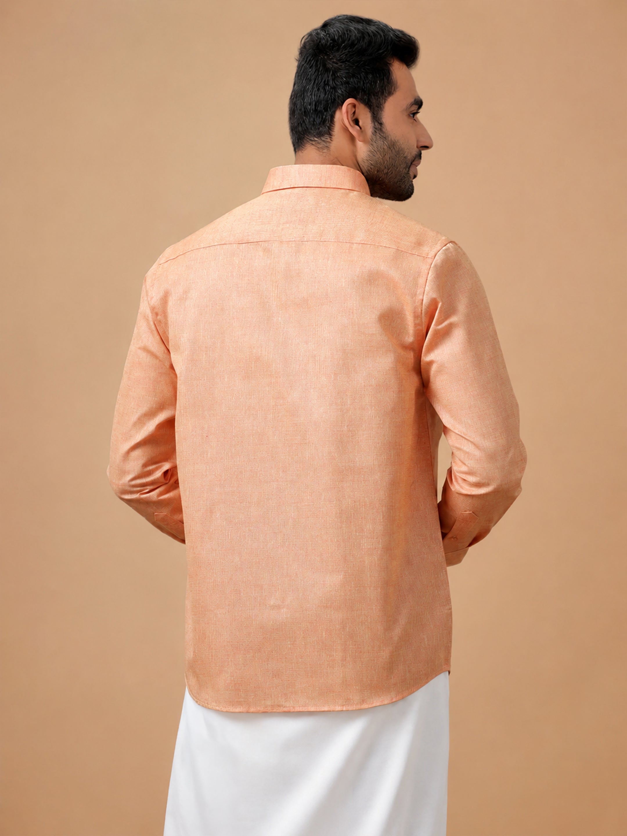 Cotton Rich Reddish Orange Regular Fit Shirt T3 CV14