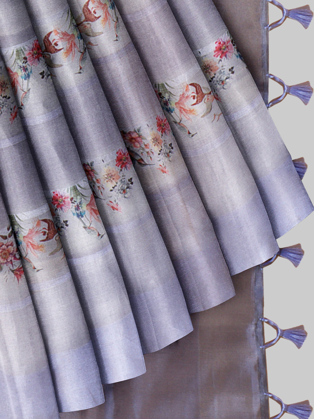 Women Lavender Semi Tussar Printed Saree ST291