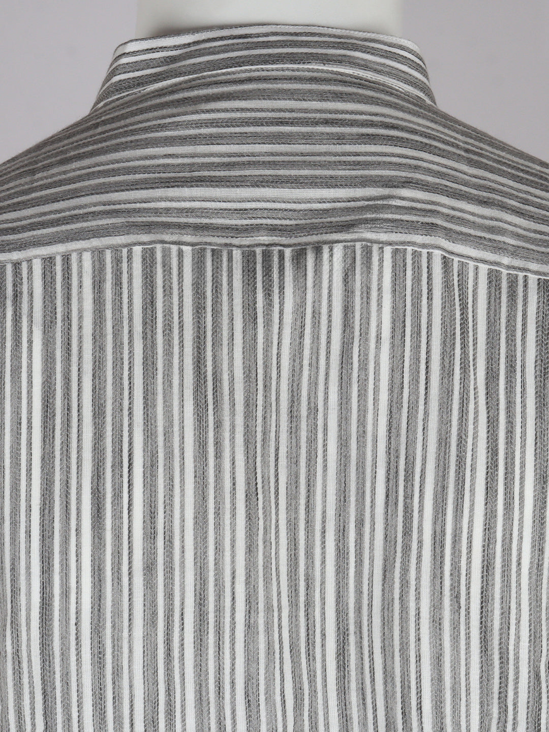 Men Cotton Short Length Striped Pocket Kurta White Grey RJ28
