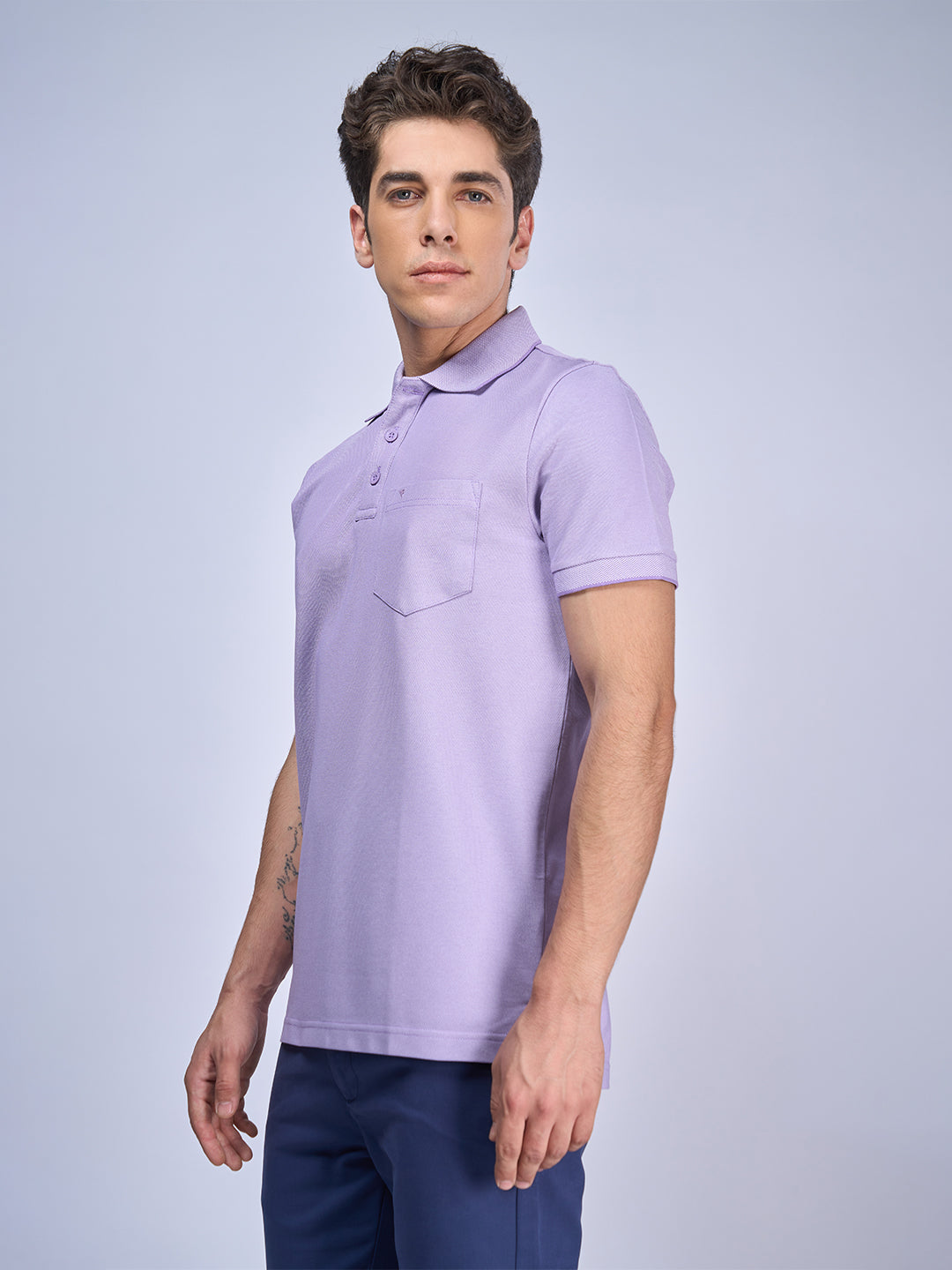 Mens Smart Fit Expert Polo Burnt Purple color Chest Pocket T shirt-EP20