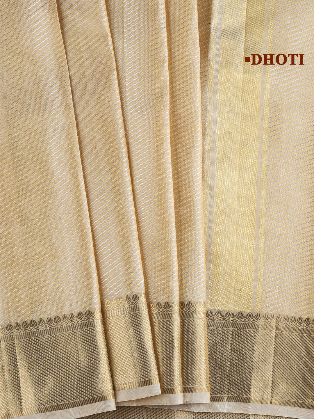 Men Pure Silk Dhoti and Towel Set with 2-gram Gold Jari Border Amirtham