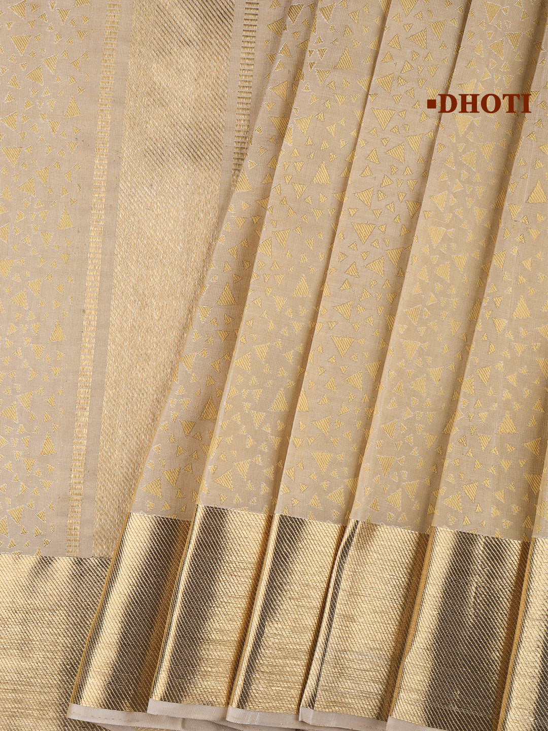 Men Pure Silk Dhoti and Towel Set with 2-gram Gold Jari Border Virutcham