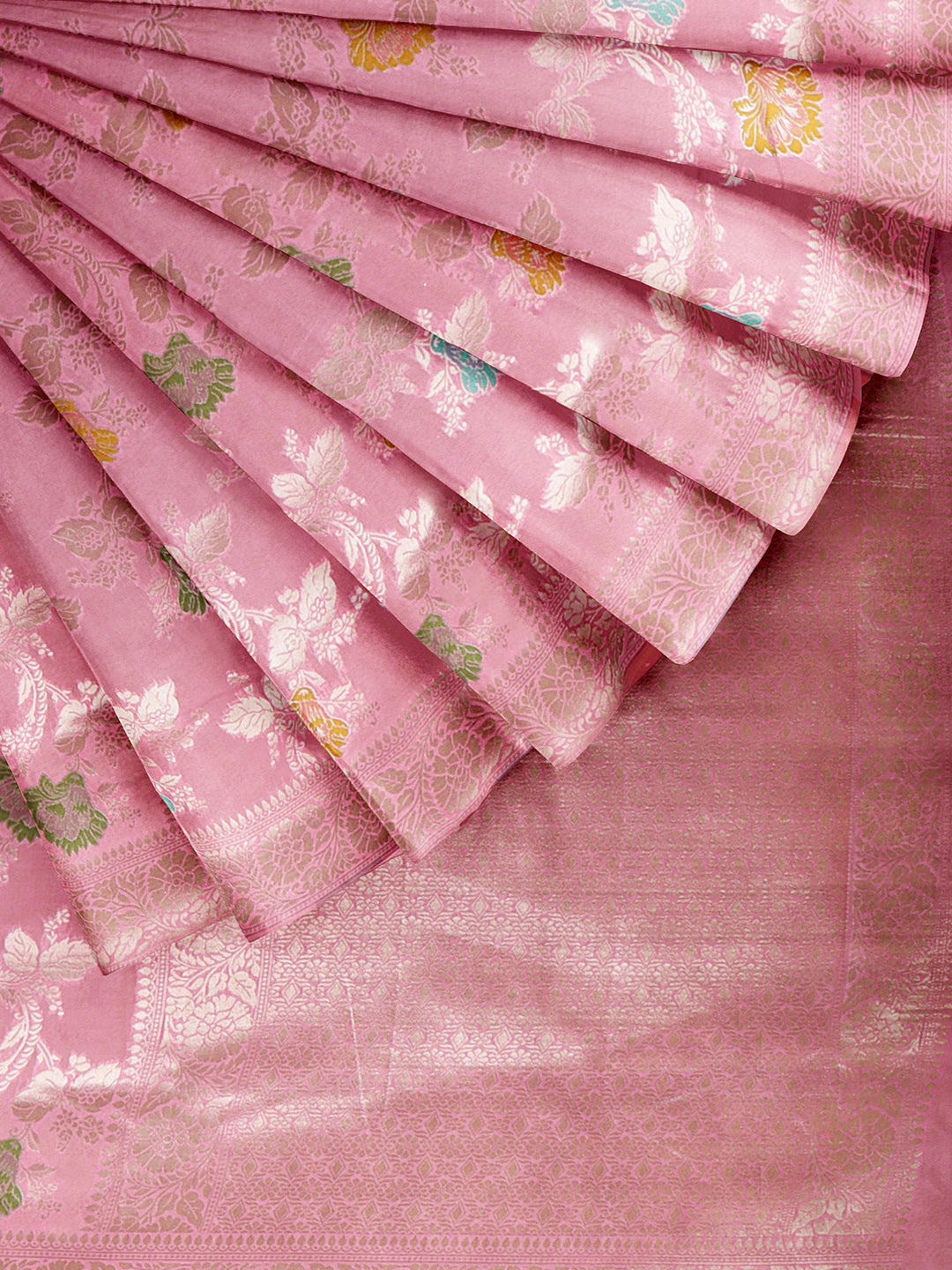 Women Pink Art Silk Printed Saree ASS77