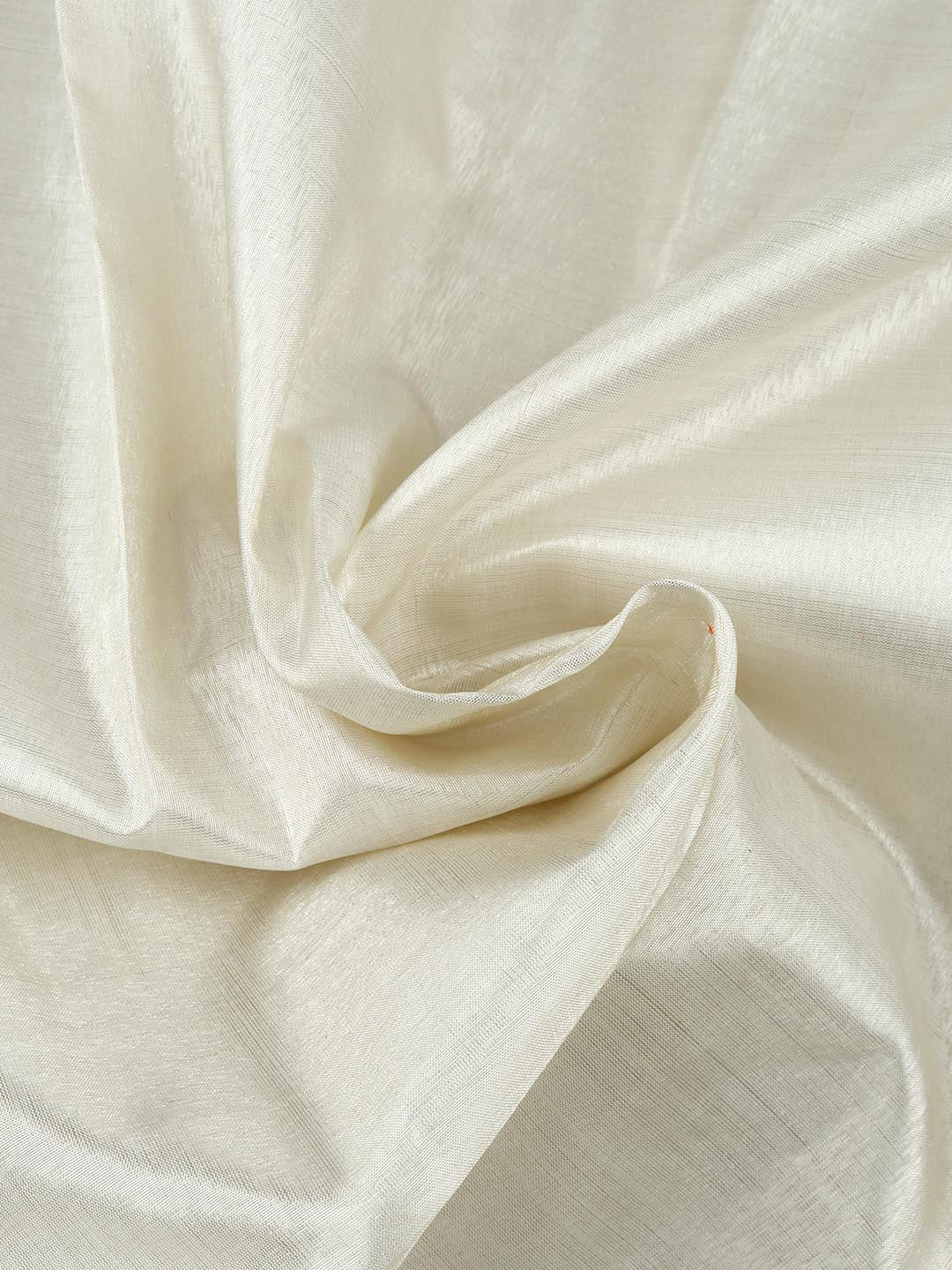 Mens Plain Silver Pure Silk Tissue Shirt Fabric-Zoom view