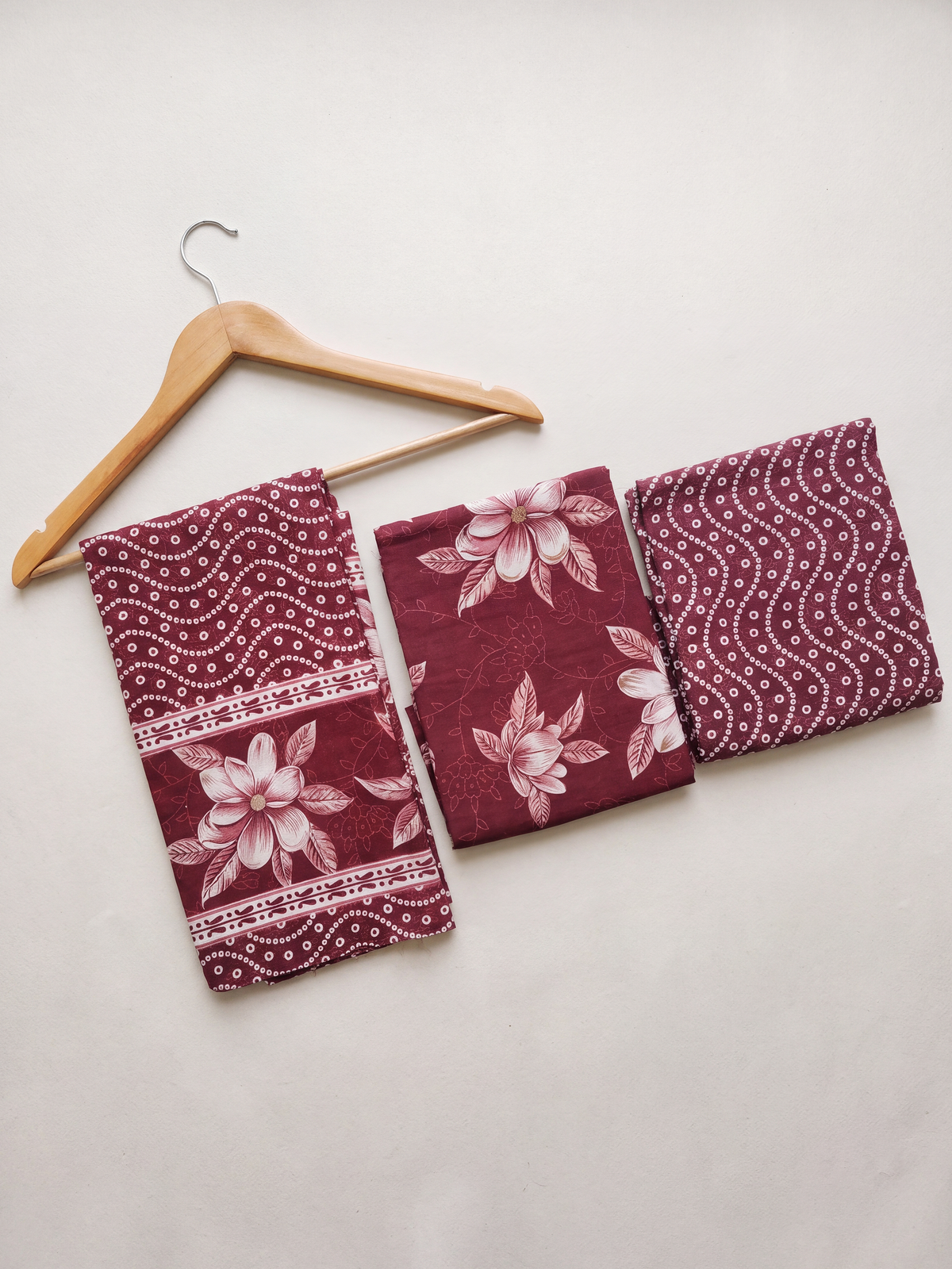 Women Cotton Maroon Printed Dress Material DM389
