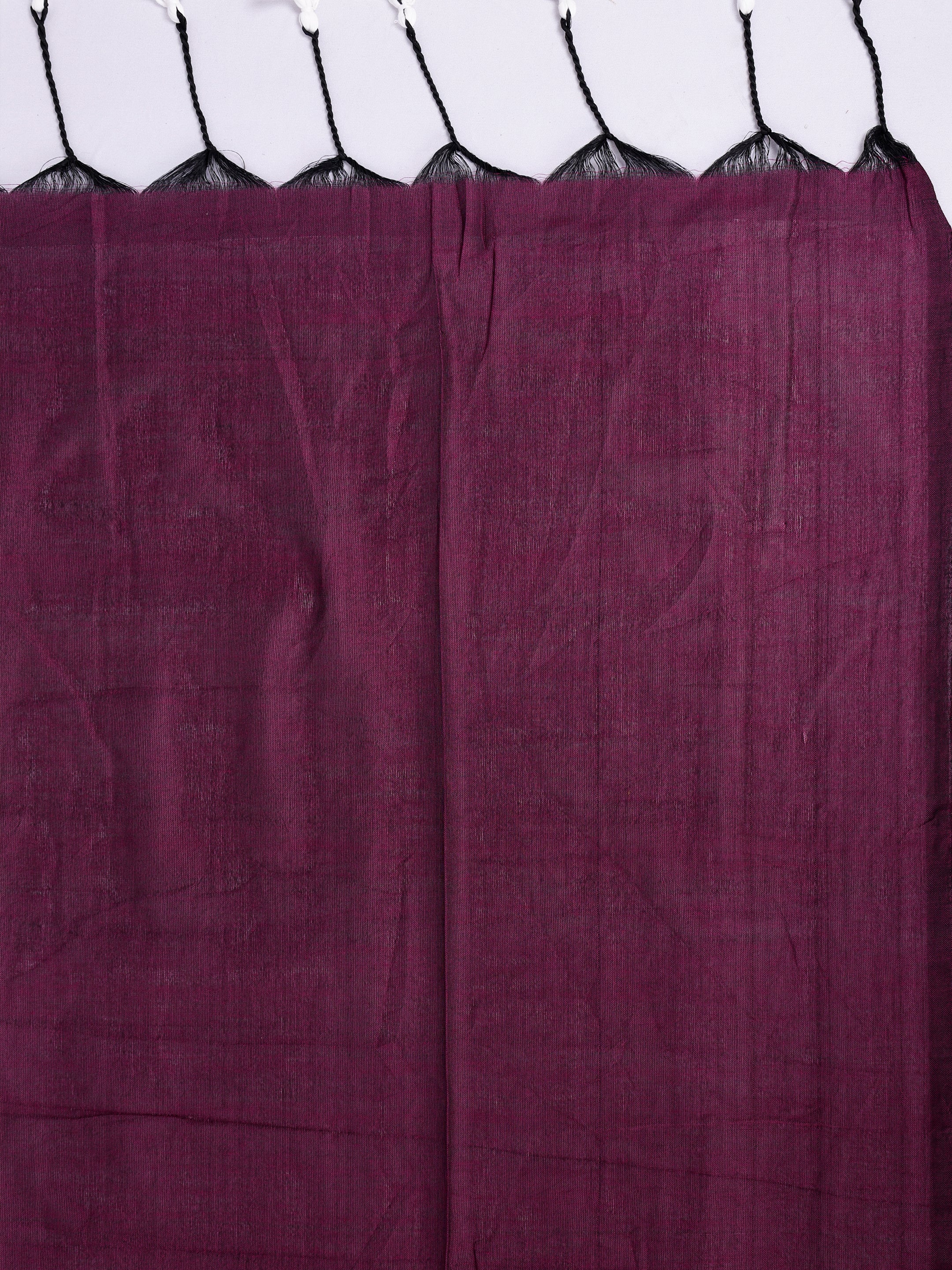 Women Pure Cotton Dark Purple Saree PCS292