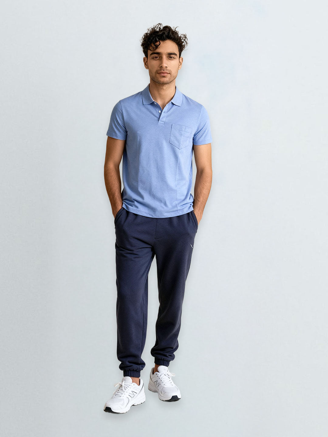 Men TENCEL™ Modal Fibers with Micro technology Polo T-Shirt Sky Heather EMP7