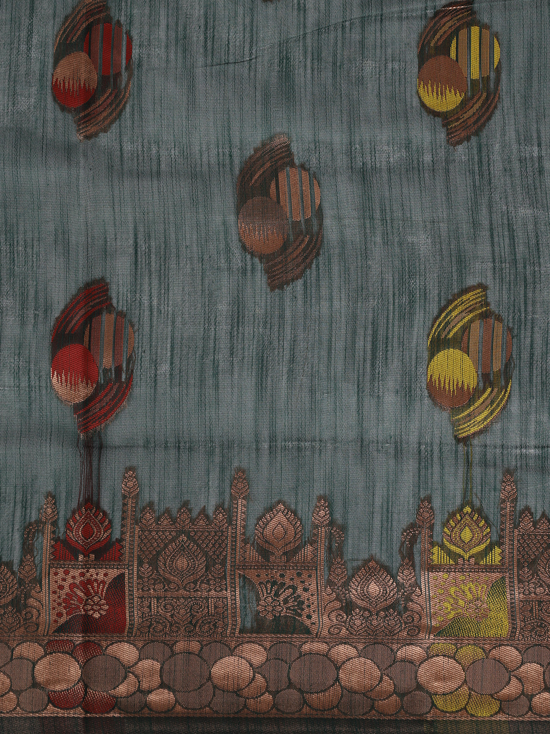 Women Spun Poly Dark Green Printed Saree SP15