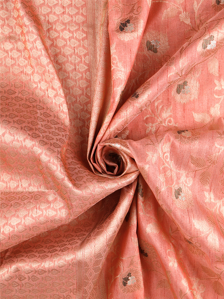 Women Elegant Semi Silk Peach Colour Saree with Tussle SS56