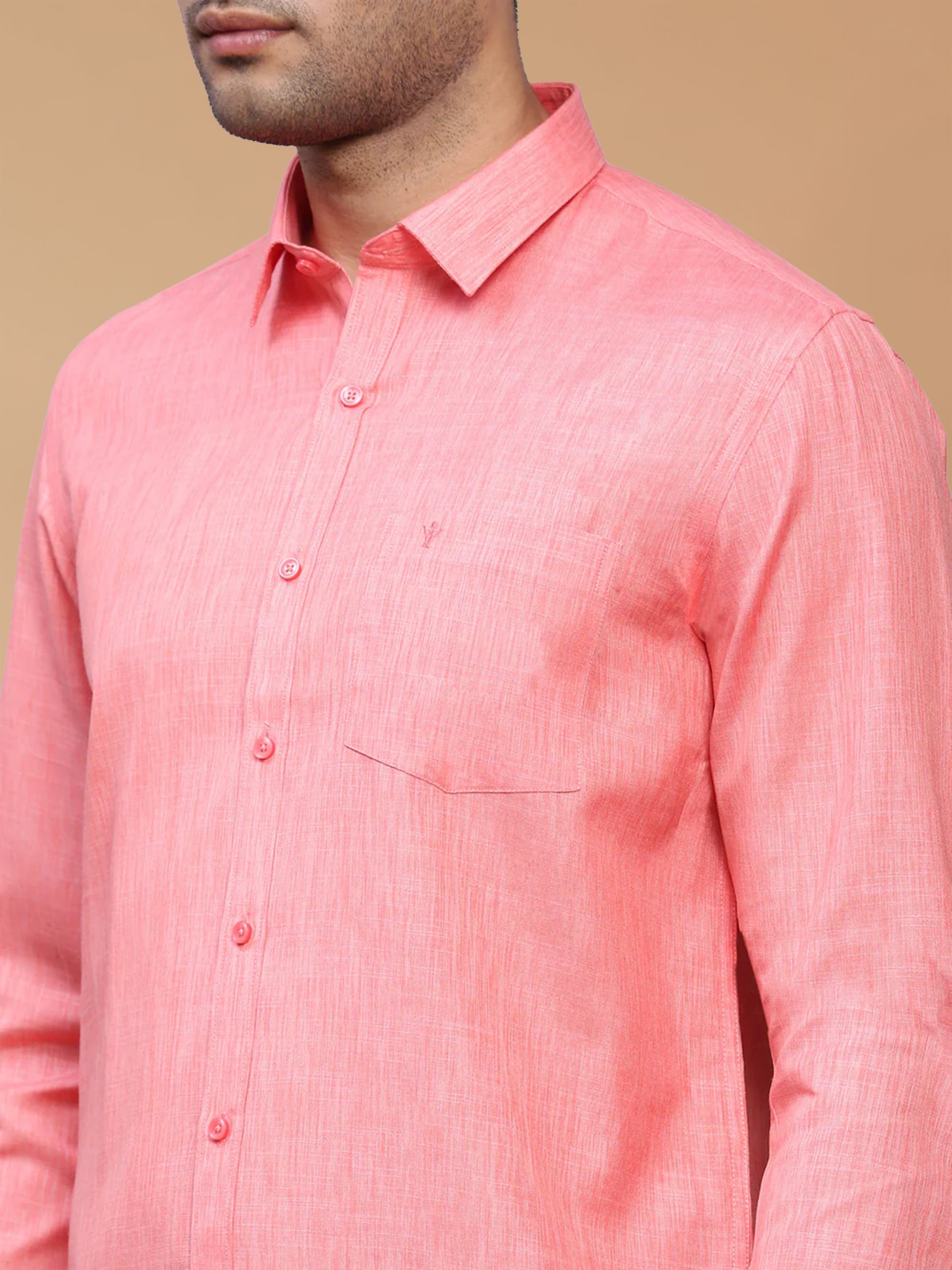 Cotton Rich Pinky Red Regular Fit Shirt T12 CK5