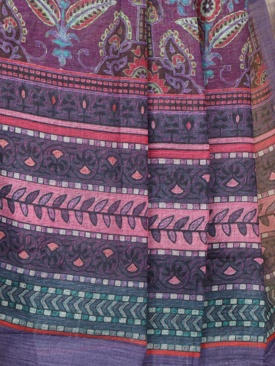 Women Violet Semi Linen Saree SL219