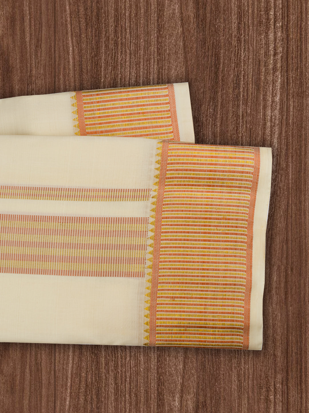 Men Pure Silk Dhoti & Towel Set with 4" inch Gold Jari Border Amirtham