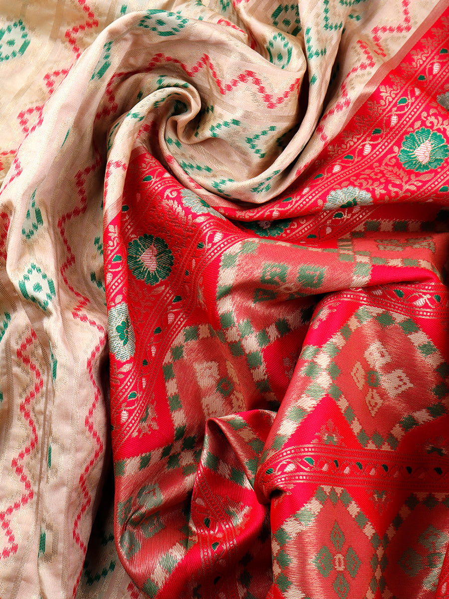Women Elegant Semi Soft Silk Sandal Saree with Contrast Pink Pallu SS67-Zoom view