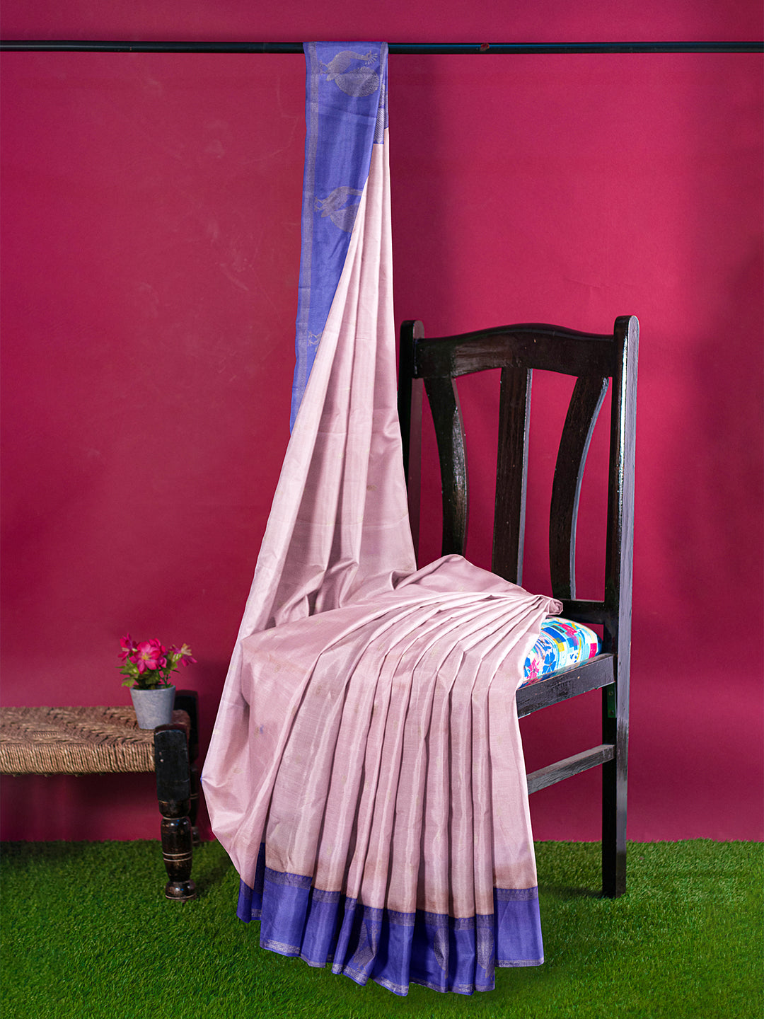 Couple Combo Shirt & Dhoti Set with Saree Pink ASS96