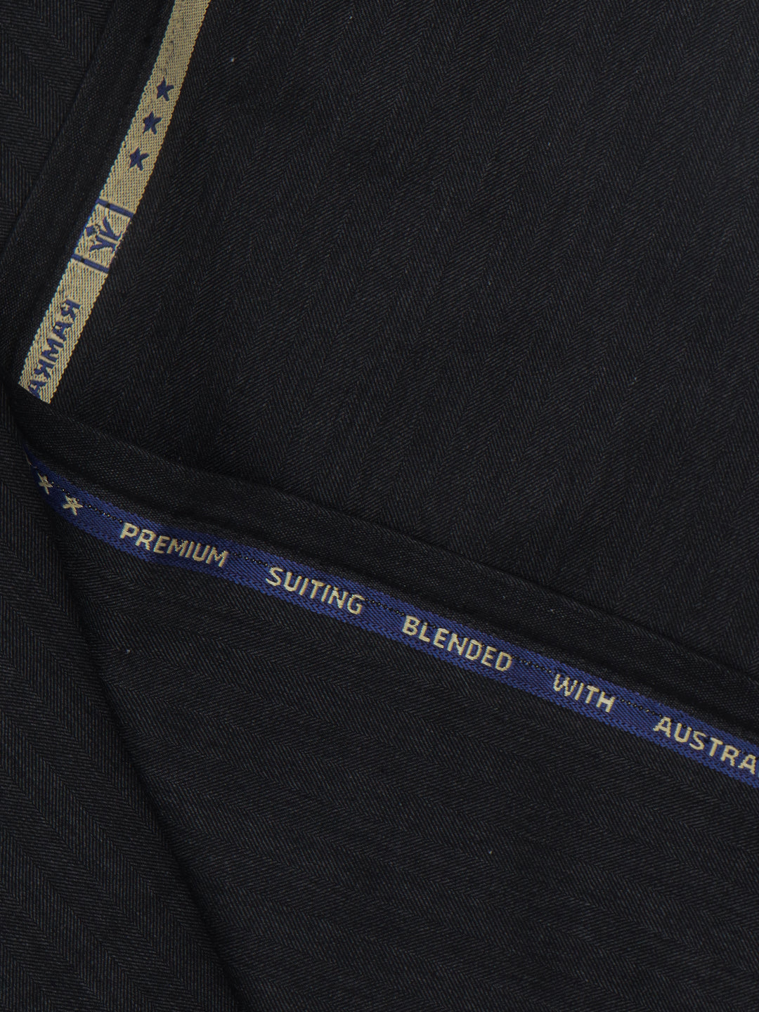 Men Wool Blended Black Plain Suiting Fabric Star Wool