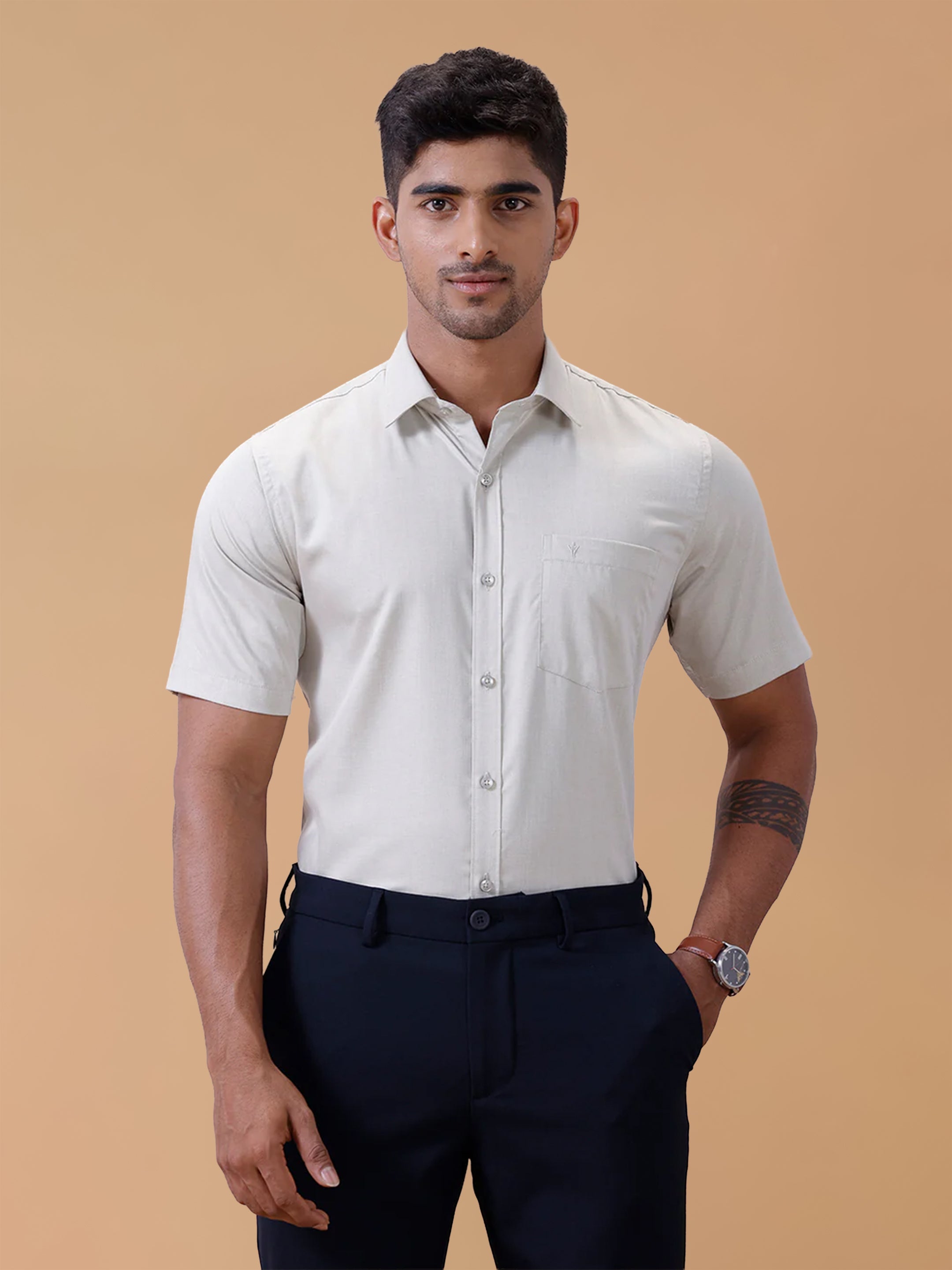 Cotton Rich LT Teal Green Regular Fit Shirt T61 AKT2