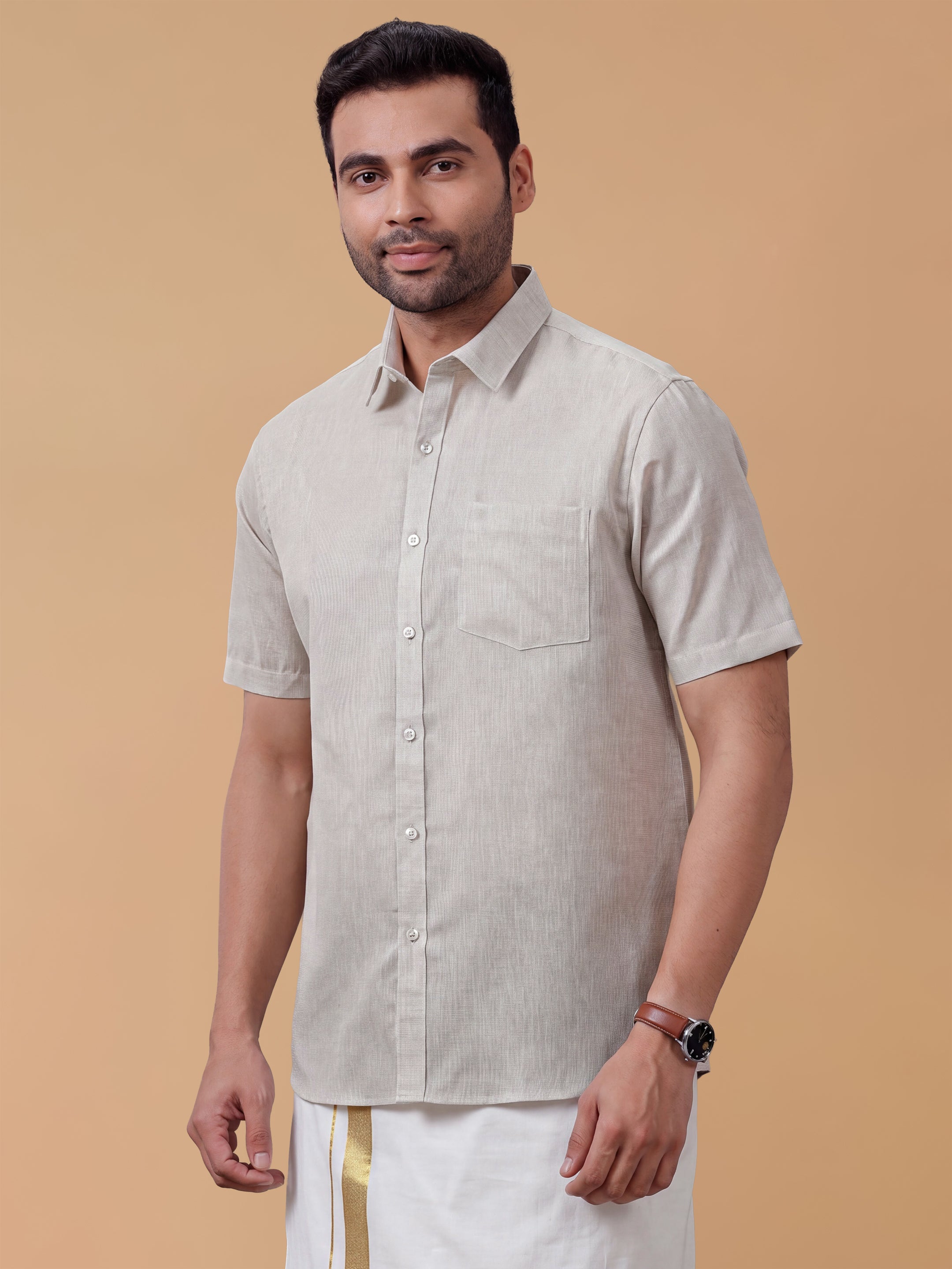 Cotton Rich Grey Regular Fit Shirt T3 CV7