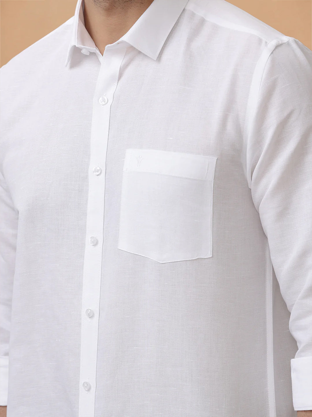 Linen Cotton White Shirt – Linen Park 7447 | Smart Fit