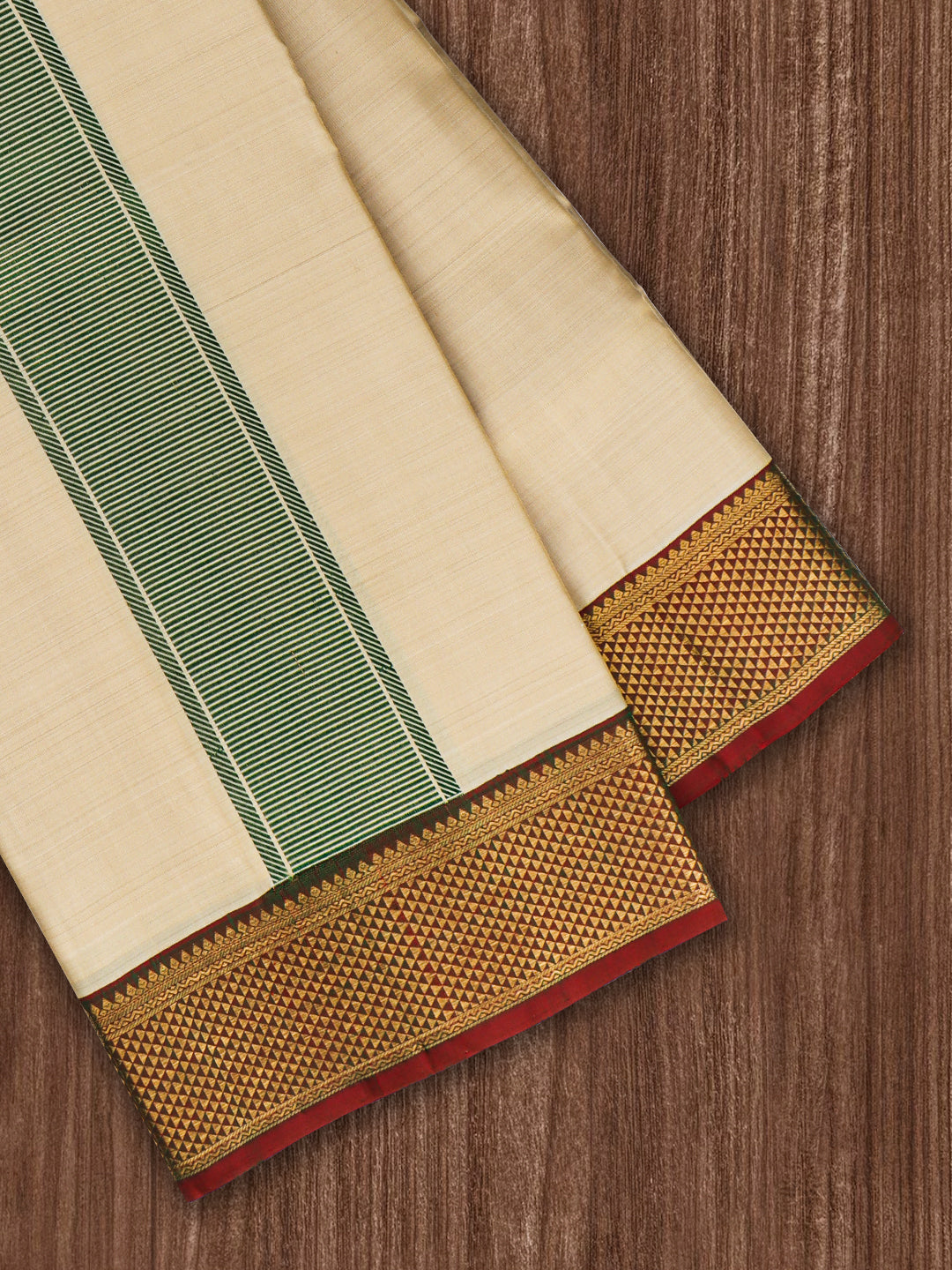 Men Pure Silk 3" Jari Gold Border Amirtham