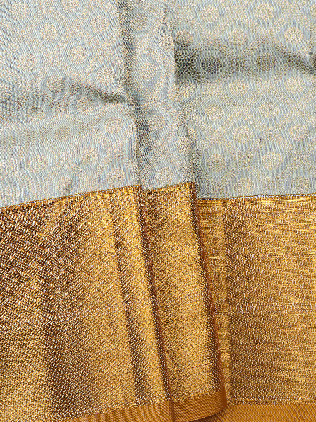 Men Premium Pure Silk Dhoti & Towel Set with 6" inch Gold Jari Border Amirtham AM6