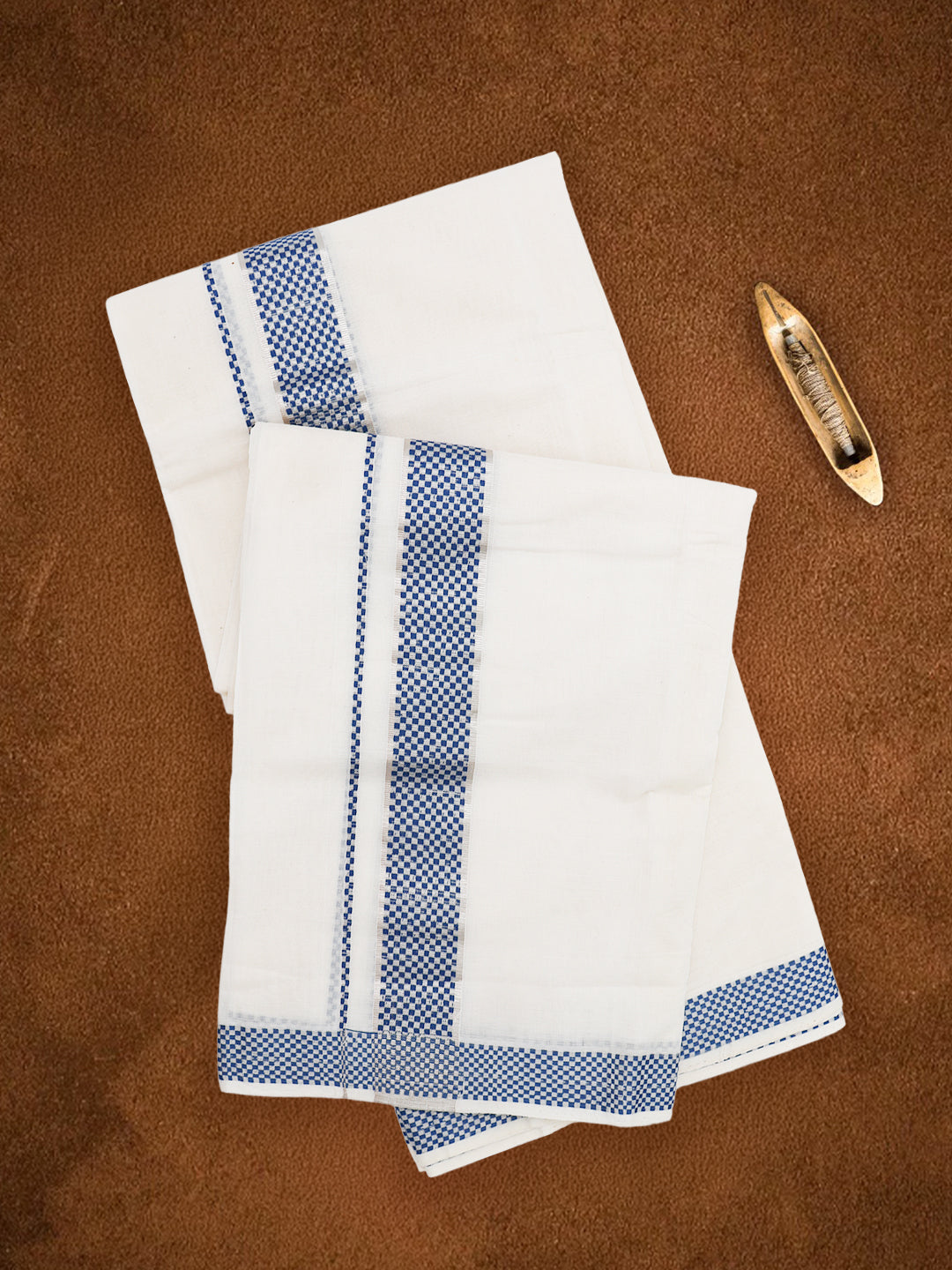 Men Premium Handloom Cream Dhoti with Fancy Jari Border HLM97