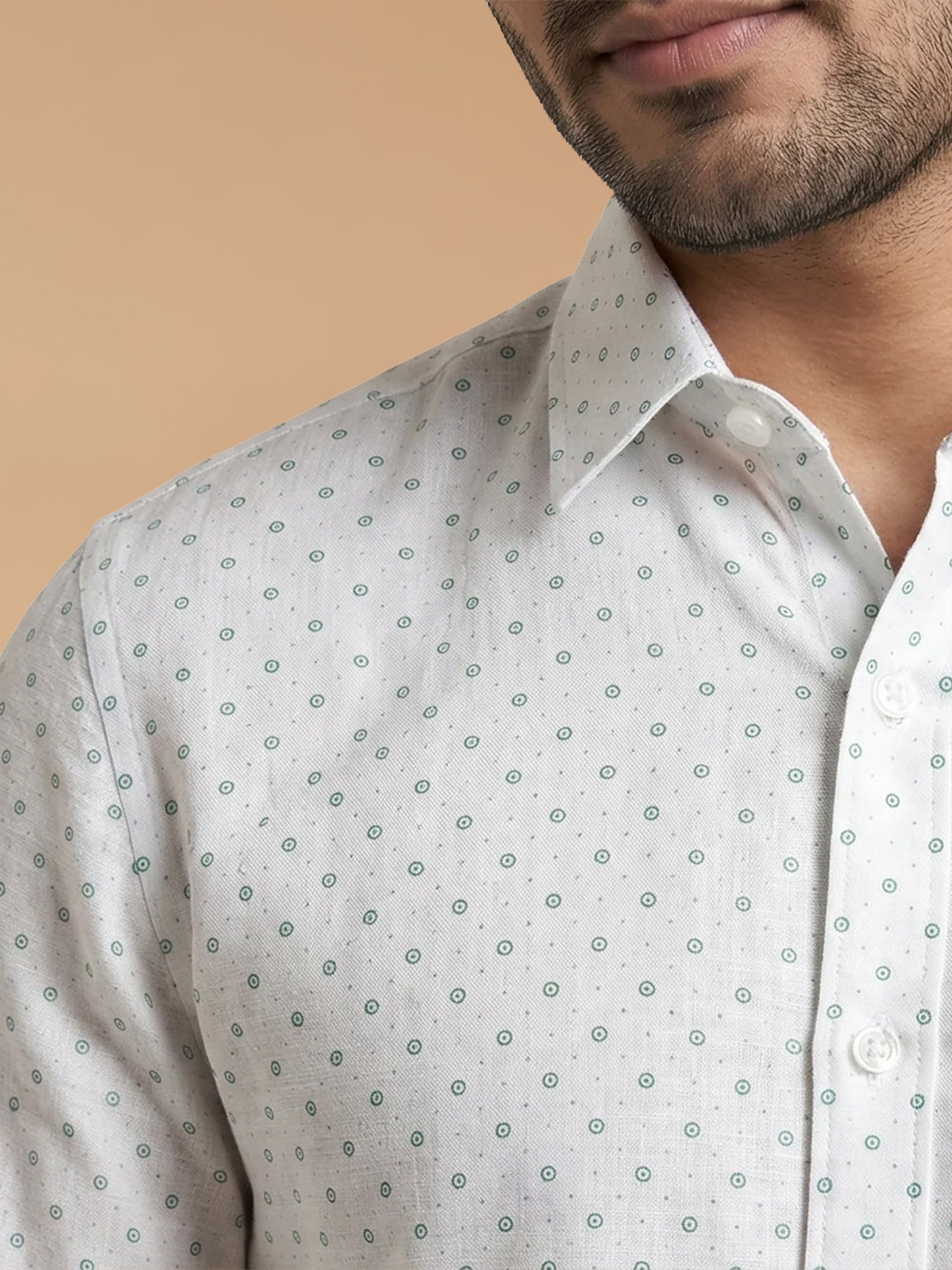 Cotton Rich White Printed Regular Fit Shirt T66 APT16