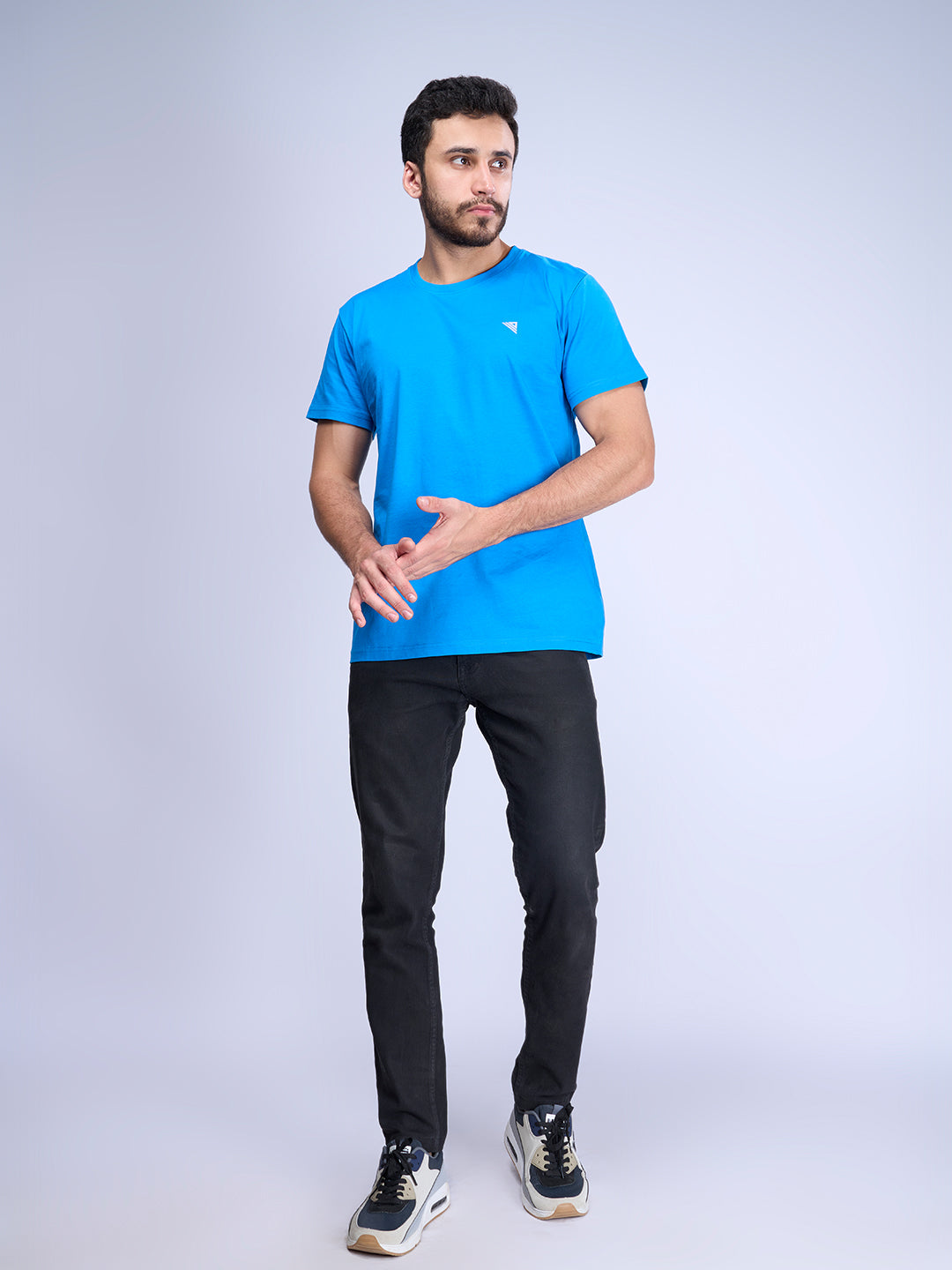 Mens 100% Cotton Blue Half Sleeves Expert Tee