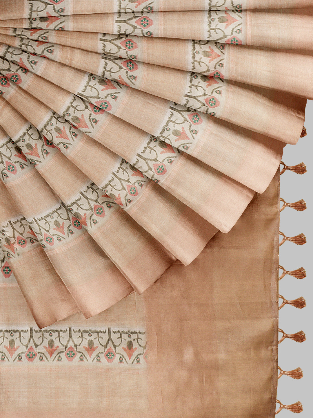 Women Peach Semi Tussar Printed Saree ST294
