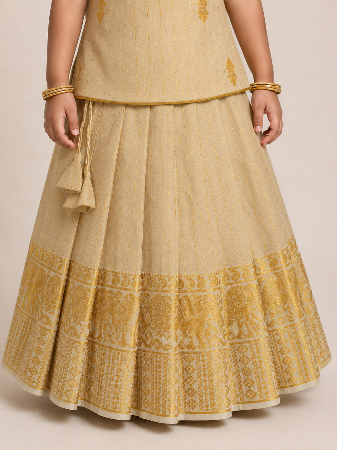 Girls Tissue Gold Pattu Pavadai Set GPS63