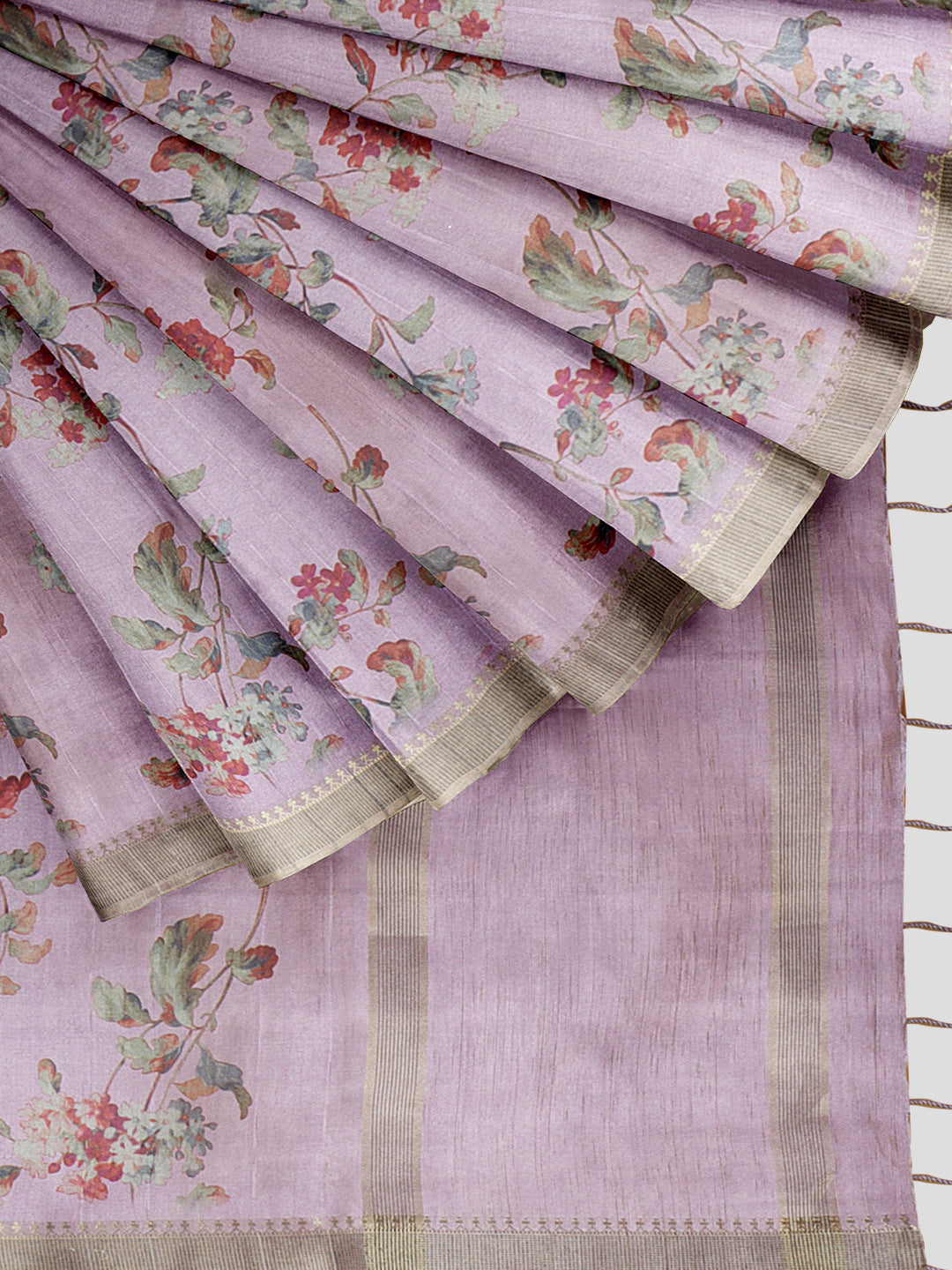 Women Light Purple Semi Raw Silk Printed Saree SRS105