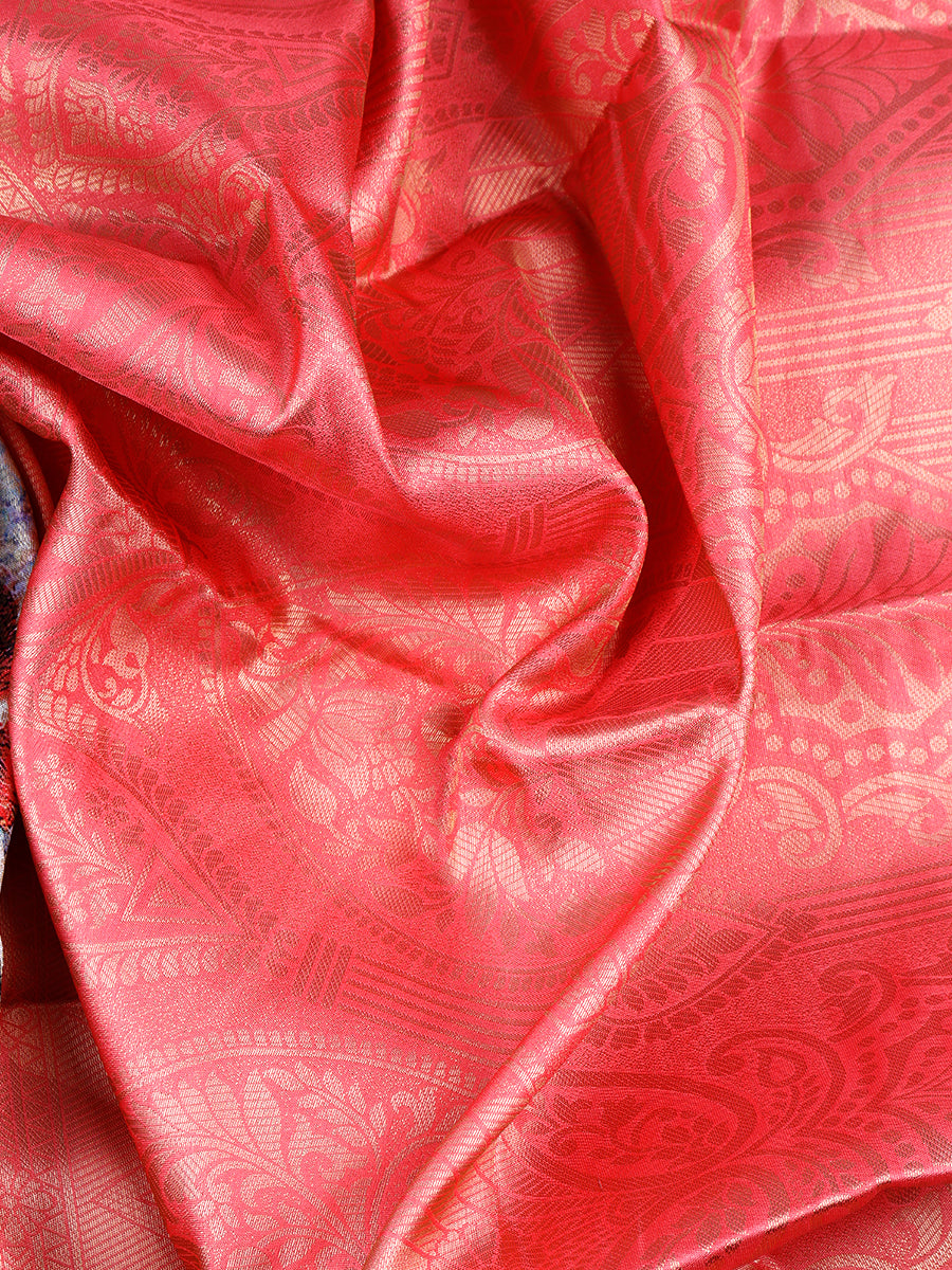 Women Stylish Semi Silk Multi Colour Saree with Contrast Pink Border SS70-Close view