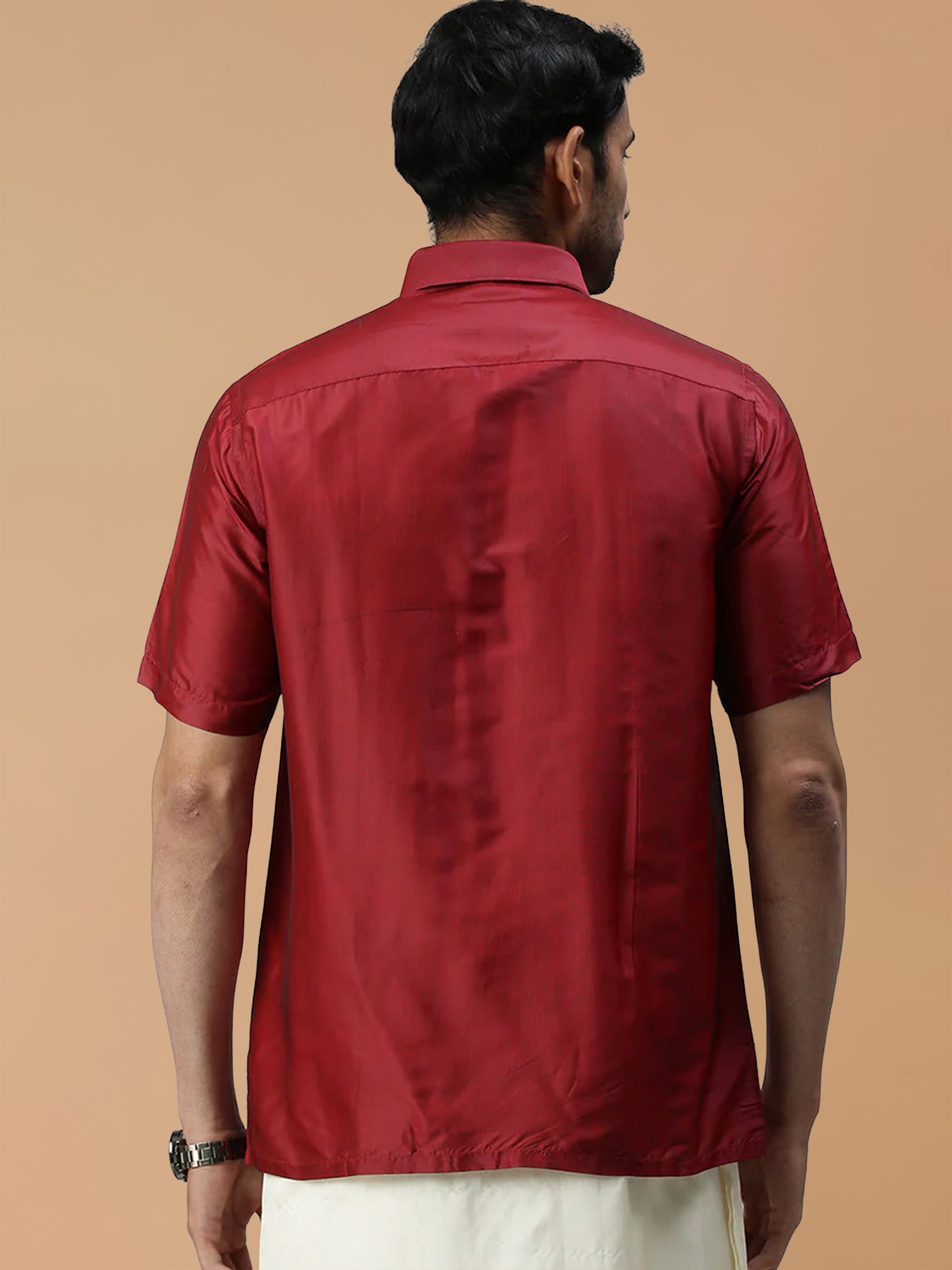 Silk Feel Maroon Shirt - Regular Fit