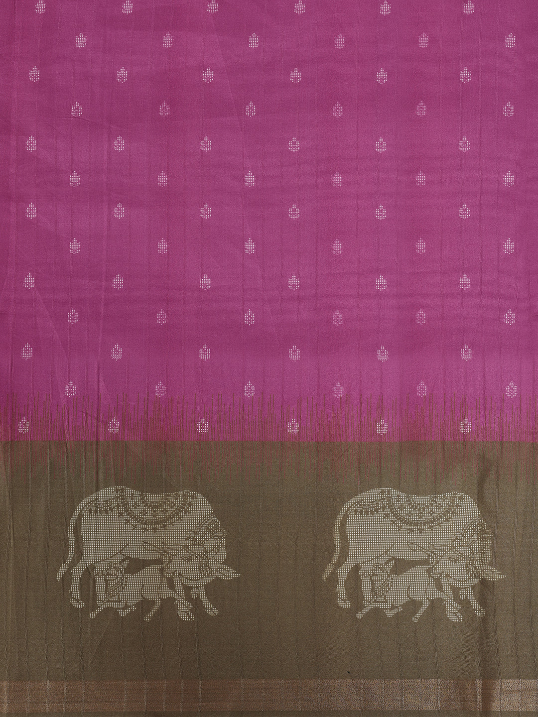 Women Semi Raw Silk Pink with Olive Green Fancy Printed Saree SRS127