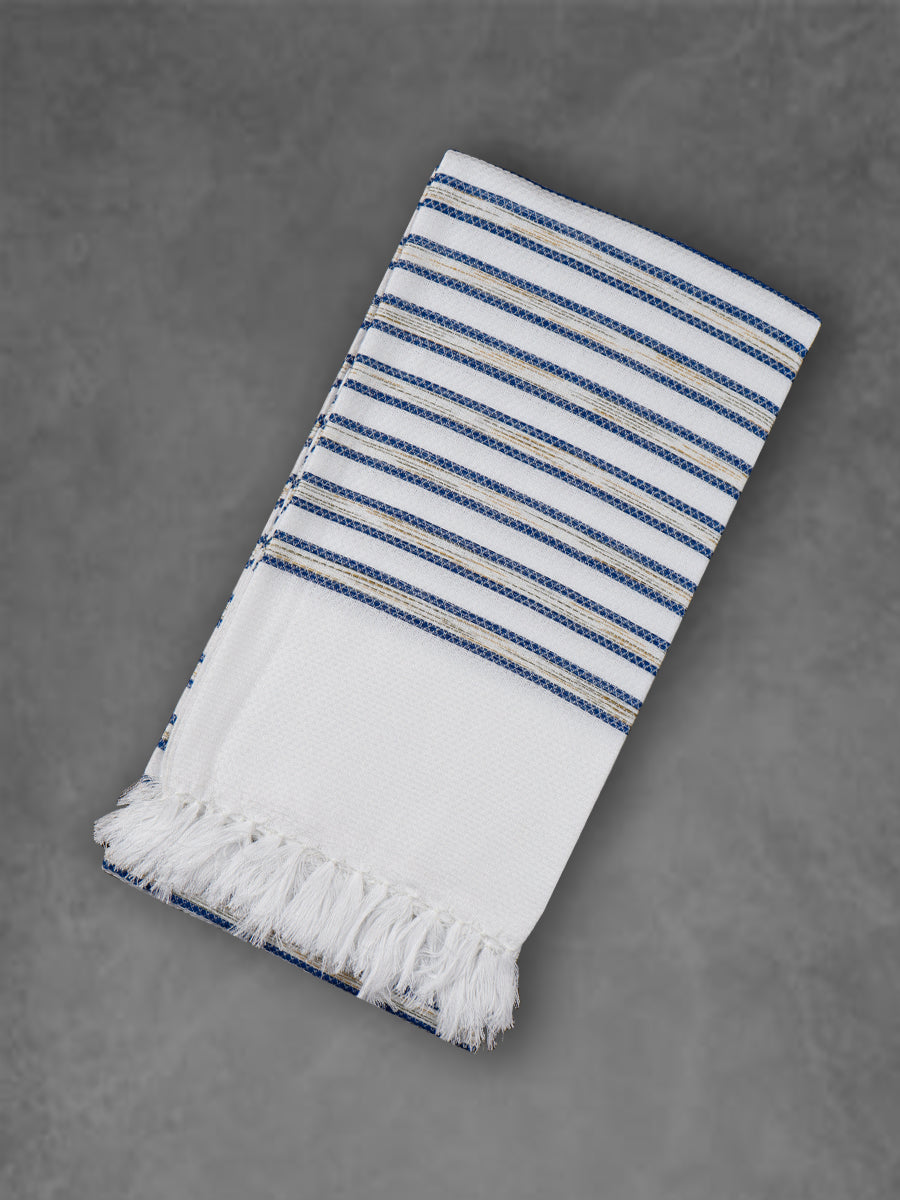 100% Cotton Signature Soft Feel Striped Bath Towel 1055-Navy blue