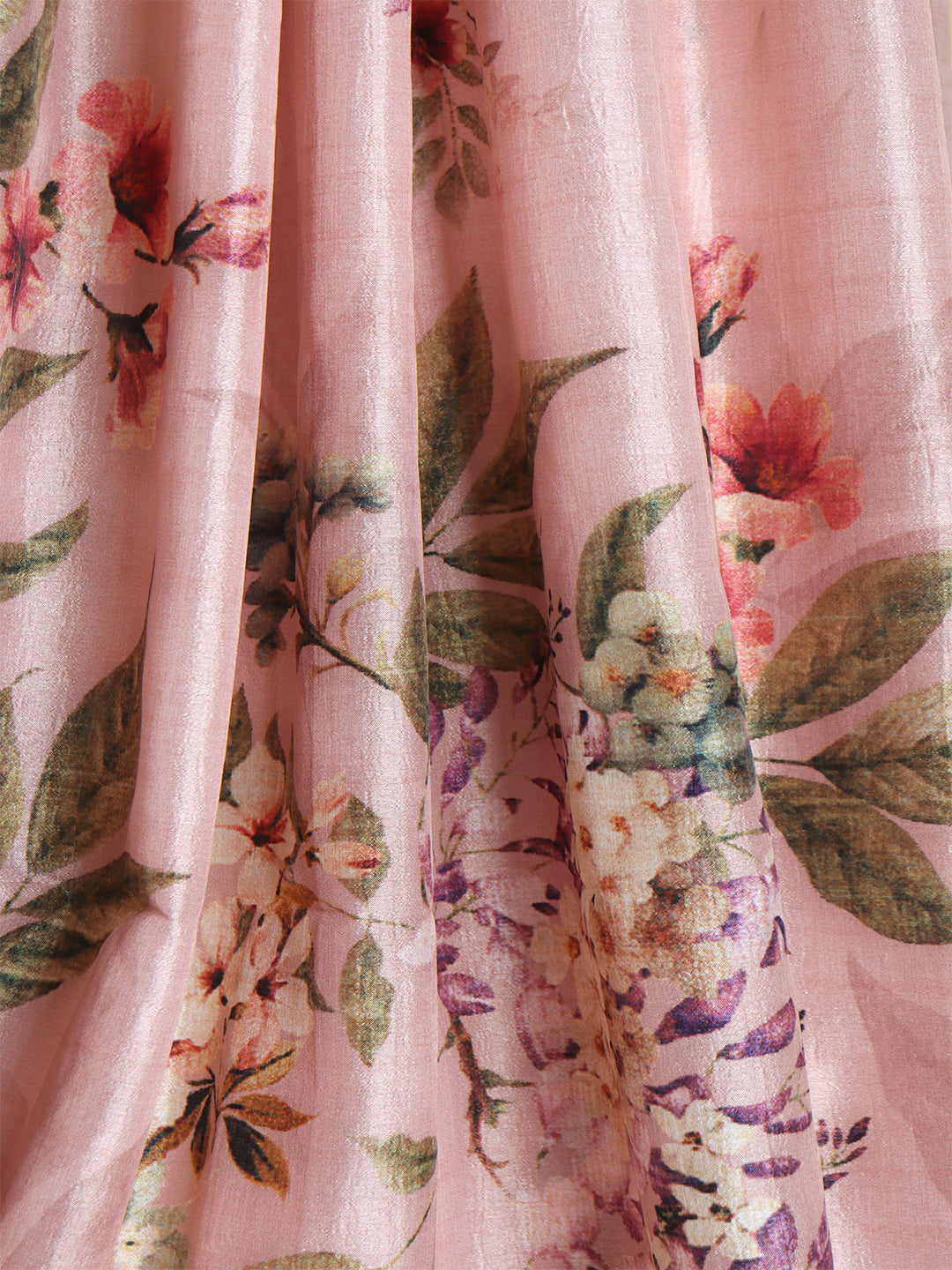 Women Peach Semi Tussar Printed Saree ST267