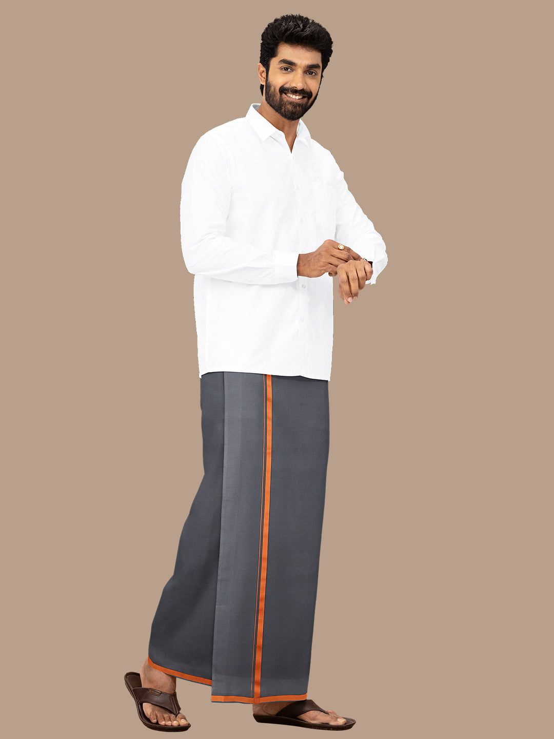 Mens Devotional Dhoti Poojan 1/2 BB Anthractie