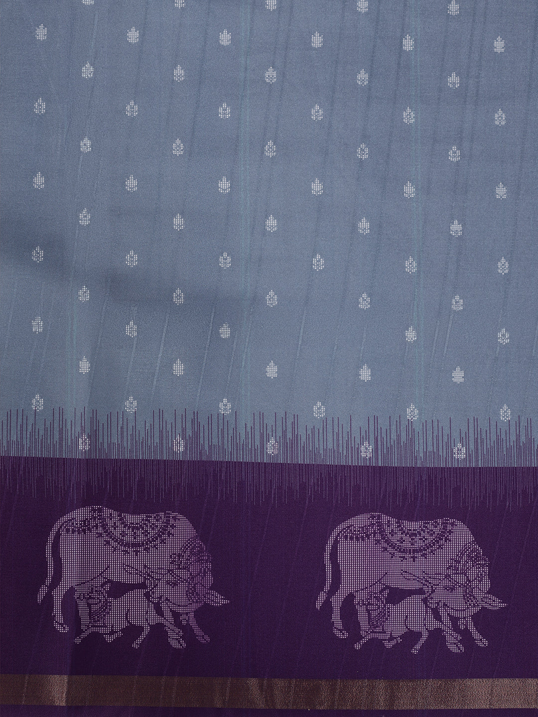 Women Semi Raw Silk Greyish Blue with Violet Fancy Printed Saree SRS129