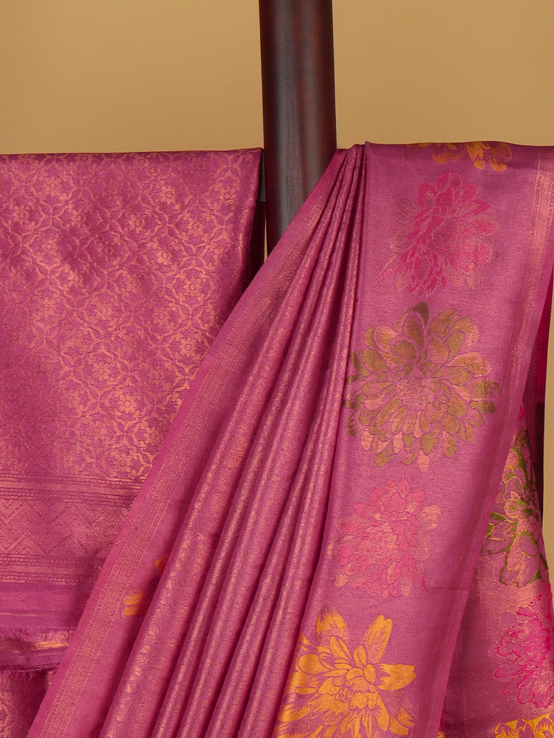 Women Pink Semi Mysore Silk Saree SS377