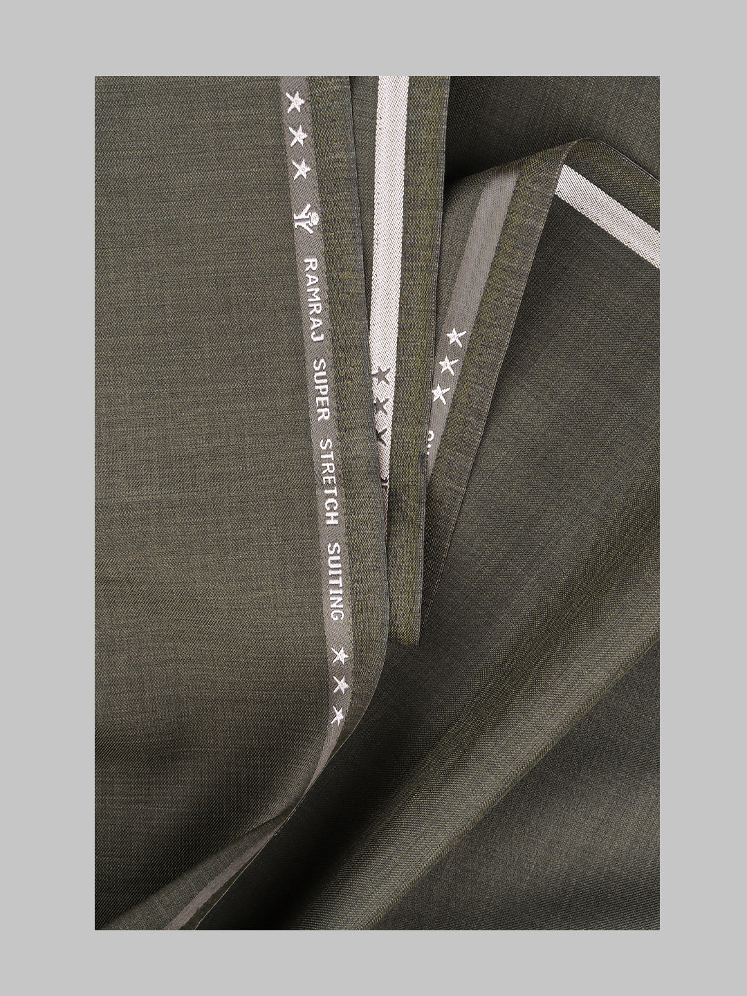 Men Poly Viscose Blend Suiting Fabric Army Green Enable Stretch