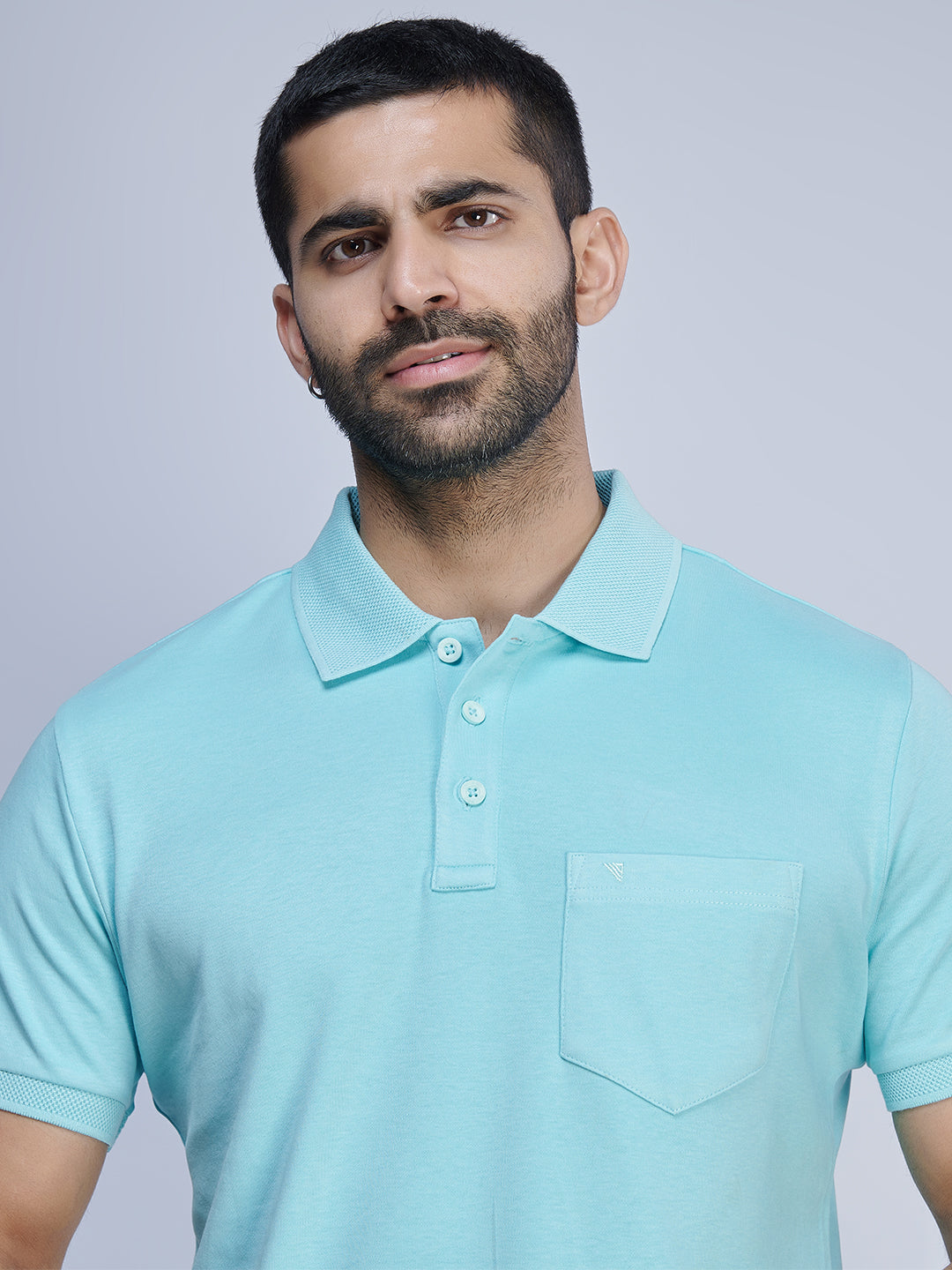 Mens Liquid Polo T-Shirt with Pocket Aqua