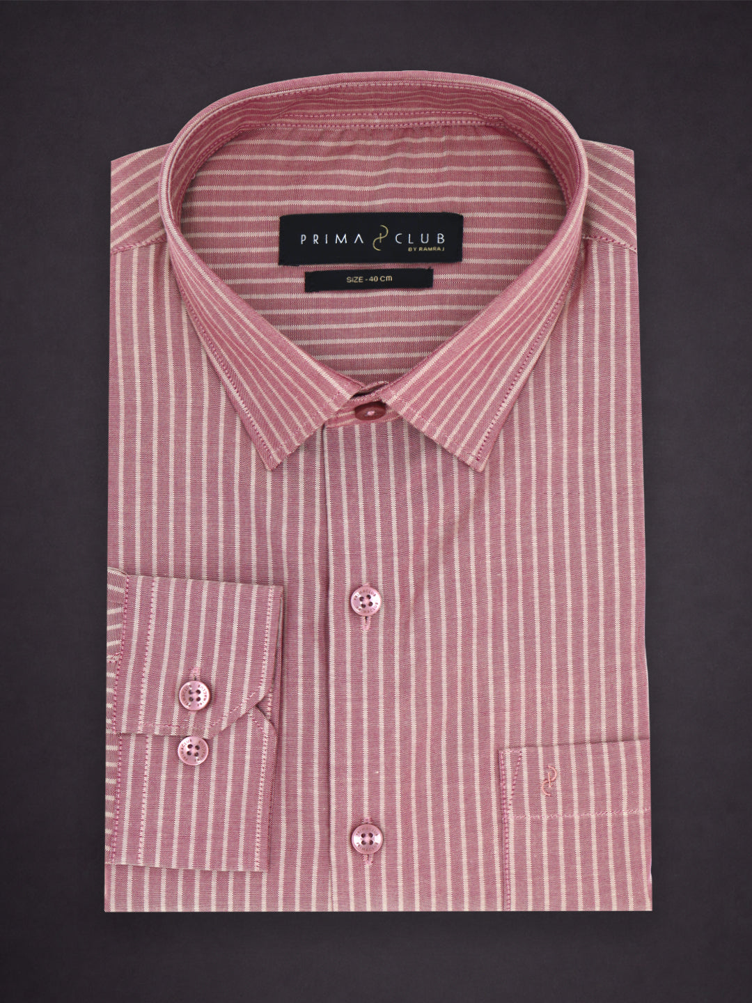 Prima Club Premium Cotton Dobby Pink Red Stripes Regular Fit Shirt SRAR3