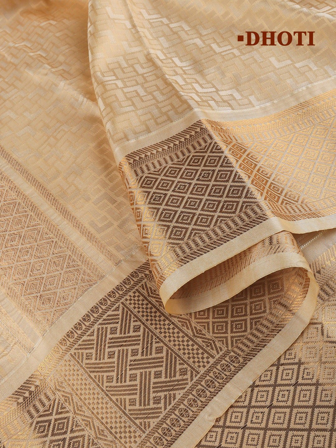 Men Art Silk Jari Dhoti & Shirting Peach Mangalakara Set 140k (2 in 1)