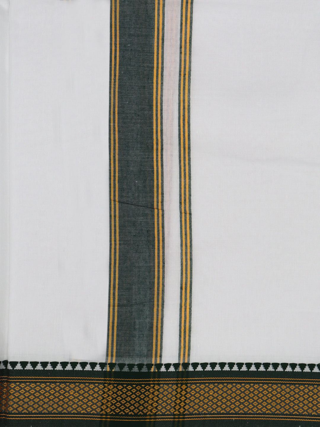 Men 100% Cotton Mayilkhan Border Panchakacham with Angavasthram White(9+5)