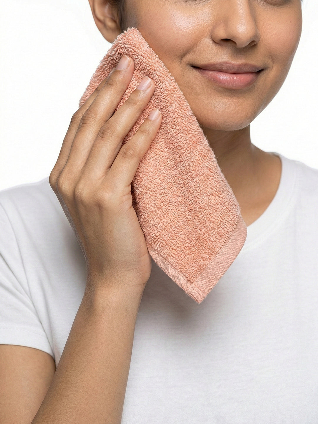 You & Me Premium Soft Terry Cotton Couple Bath, Face & Hand Towels Coral (Pack Of 6)