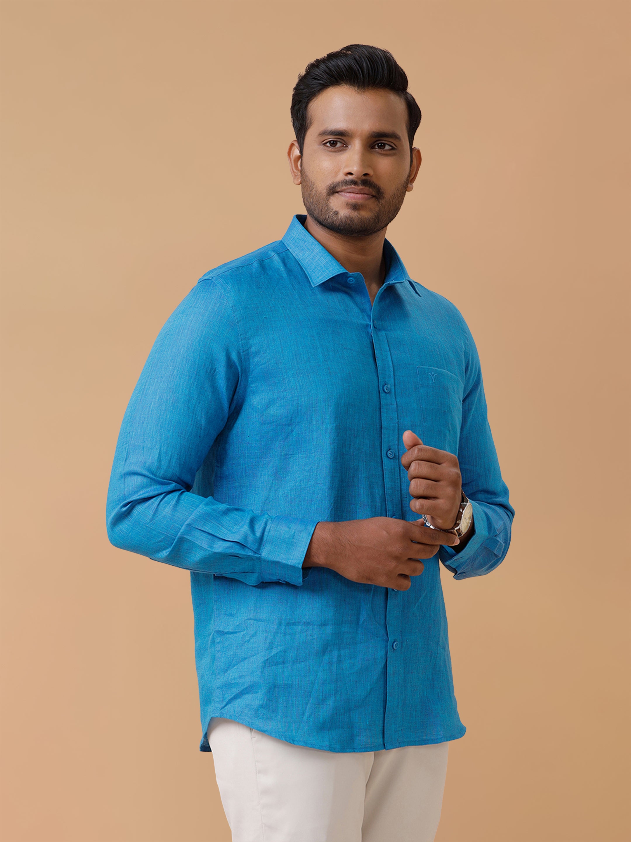 Pure Linen Bondi Blue Smart Fit Shirt L67