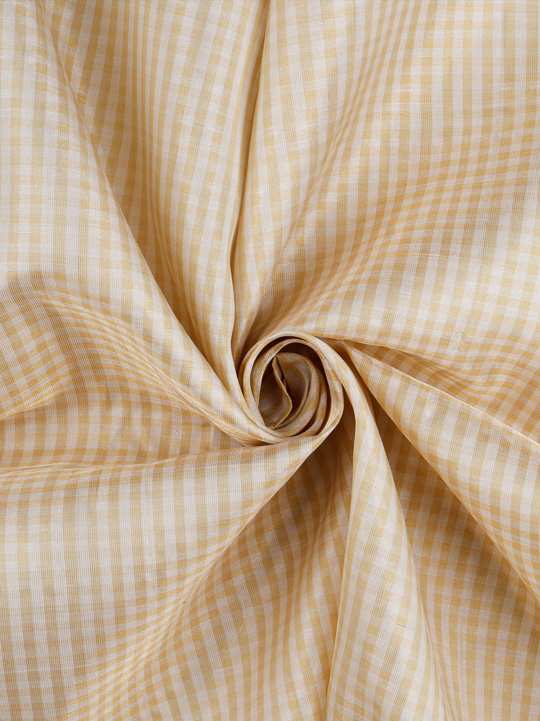 Mens Checked Cream Pure Silk Tissue 10 Meter Shirt Fabric